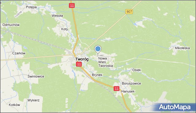 mapa Nowa Wieś Tworoska, Nowa Wieś Tworoska na mapie Targeo